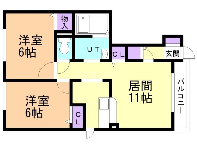 岩見沢市南町九条のアパートの間取り