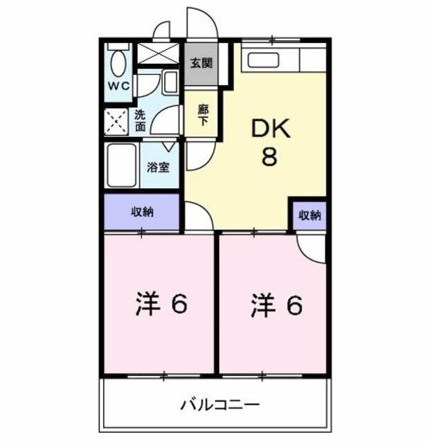 熊本市北区龍田のマンションの間取り