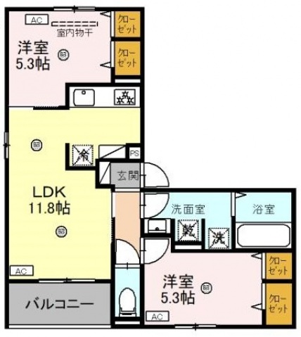 大阪市東住吉区矢田のアパートの間取り