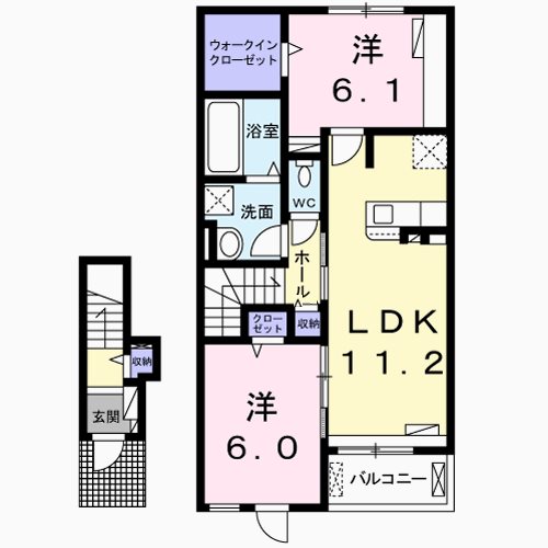 姫路市砥堀のアパートの間取り