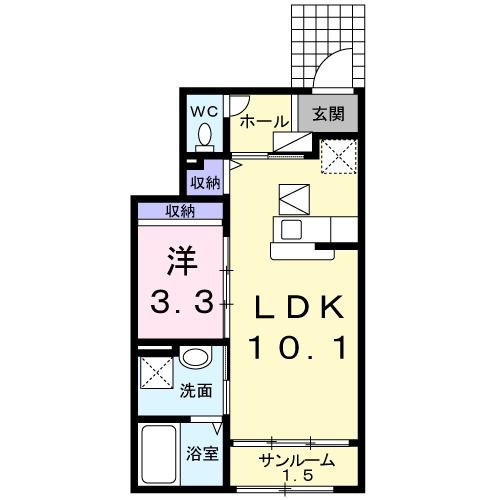 八戸市大字市川町のアパートの間取り