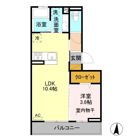 松本市庄内のアパートの間取り