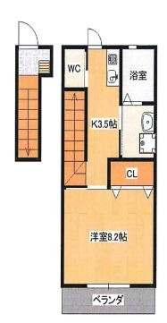 総社市井手のアパートの間取り