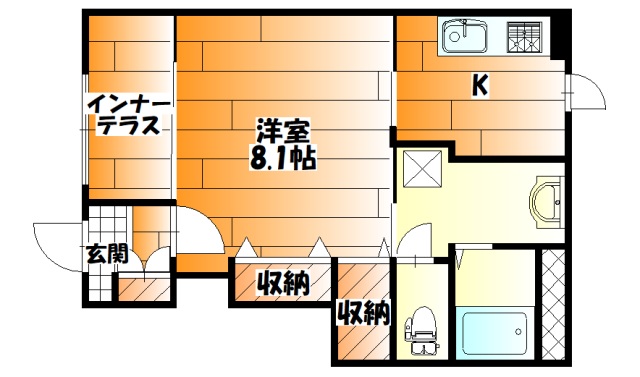 広島市安佐南区山本のアパートの間取り