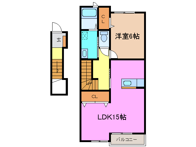 津市一志町田尻のアパートの間取り