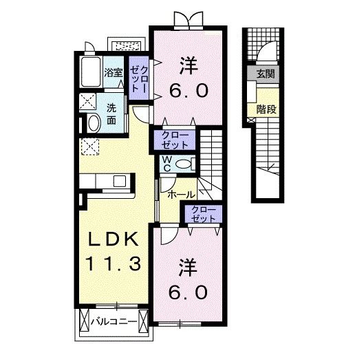 揖斐郡大野町大字南方のアパートの間取り