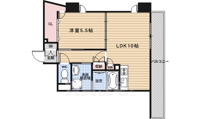 【京都市右京区西京極大門町のマンションの間取り】