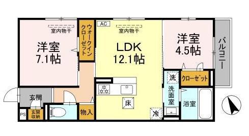 東広島市西条町寺家のアパートの間取り