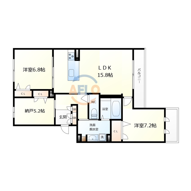 【大阪市阿倍野区北畠のマンションの間取り】