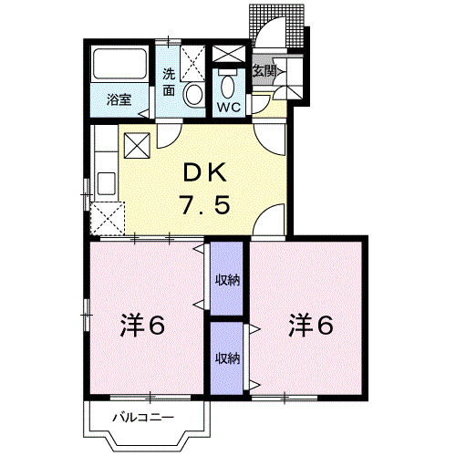 福山市新市町大字戸手のアパートの間取り