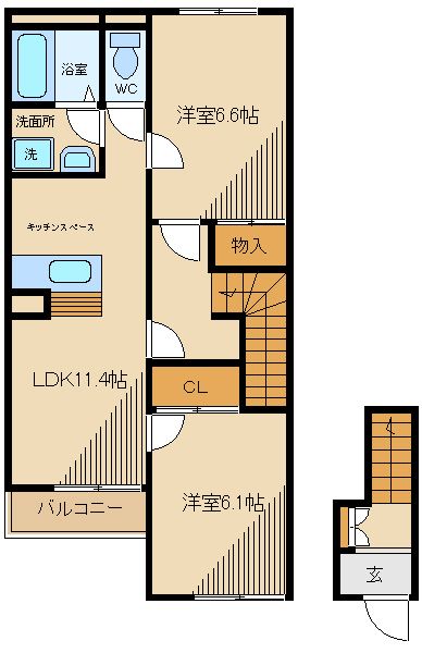 稲城市百村のアパートの間取り