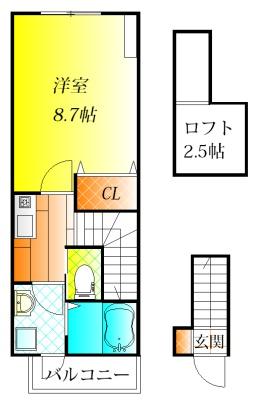 藤井寺市津堂のアパートの間取り