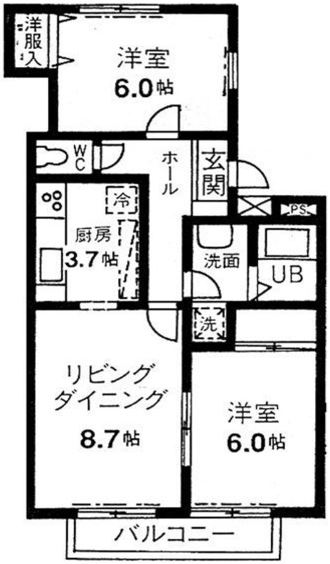 グレースカメリア市が尾Bの間取り