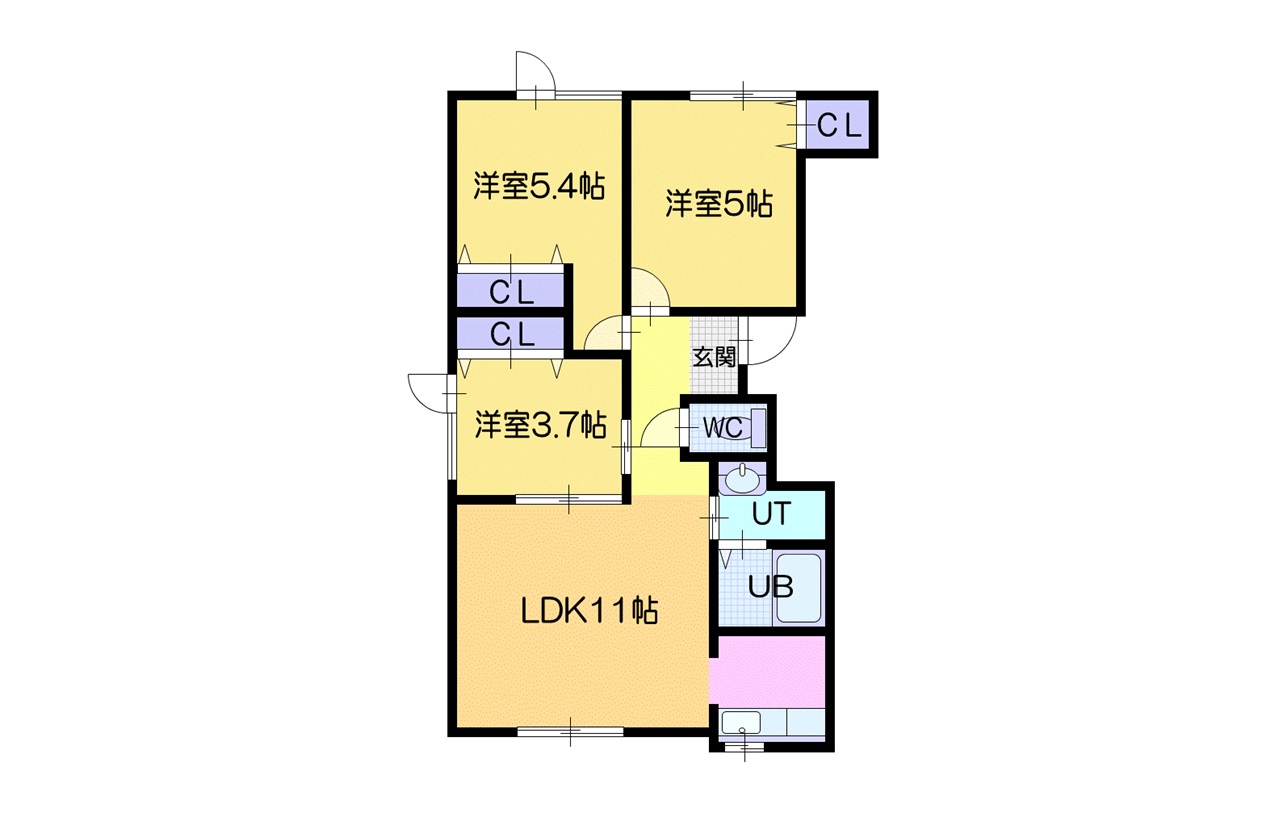 札幌市東区中沼六条のアパートの間取り