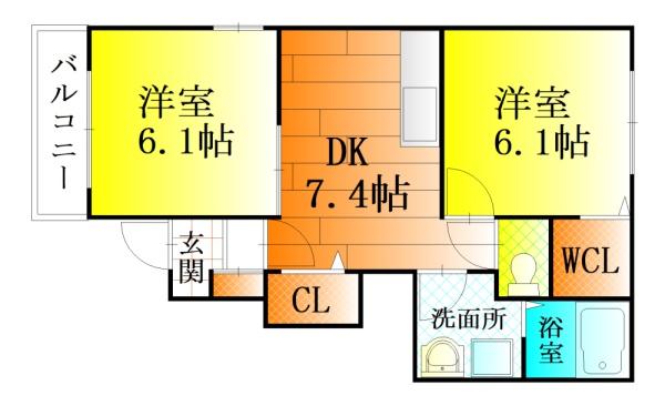 藤井寺市大井のアパートの間取り