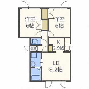 石狩市花川南七条のアパートの間取り