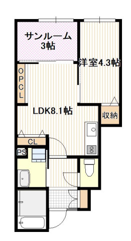 廿日市市佐方のアパートの間取り