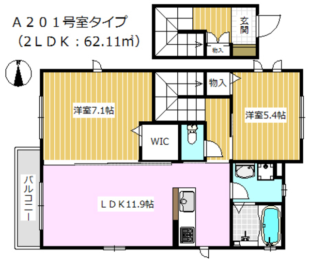 高槻市北昭和台町のアパートの間取り