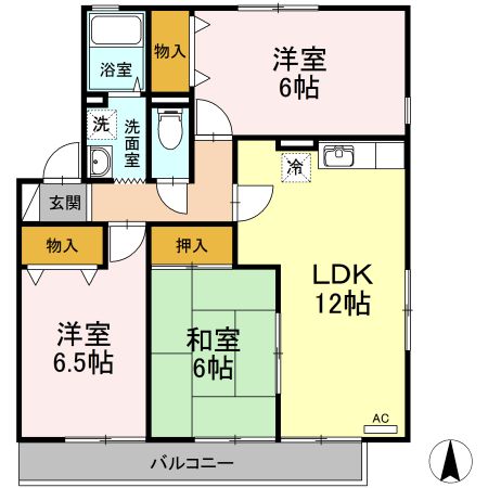 ロイヤルガーデン仲沖　Ｉ棟の間取り