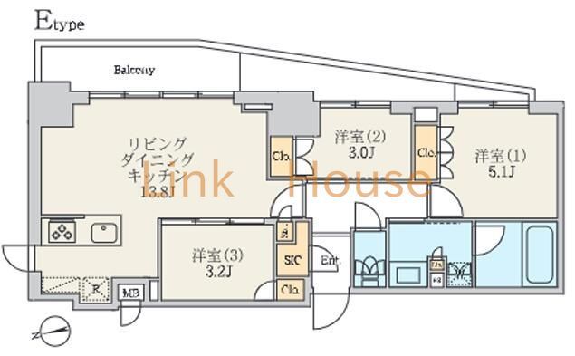 東京メトロ日比谷線 北千住駅 徒歩7分 11階建 築1年の間取り写真
