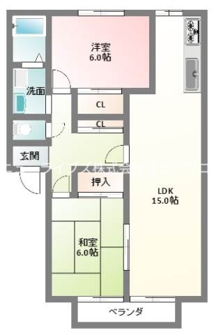京阪本線 香里園駅 徒歩16分 2階建 築27年の間取り写真