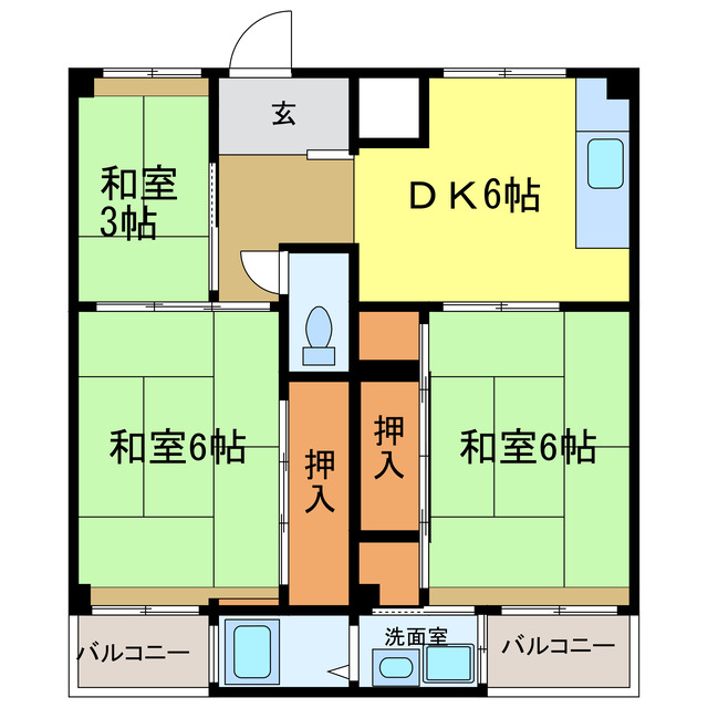 ビレッジハウス加賀田　2号棟の間取り