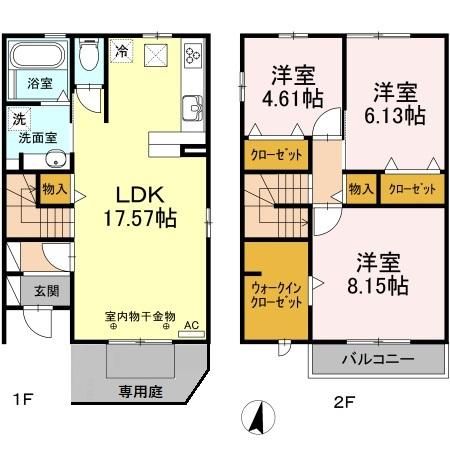 羽島郡岐南町上印食のアパートの間取り