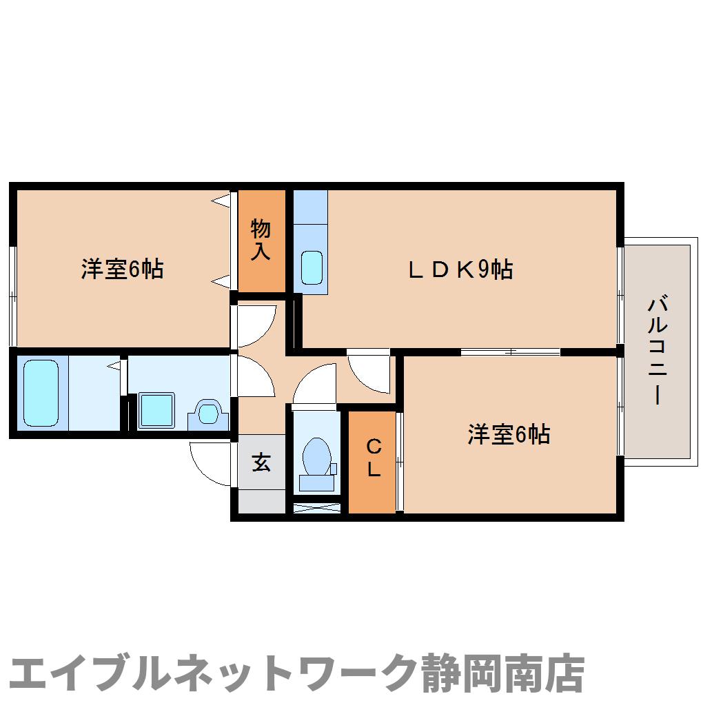 藤枝市時ケ谷のアパートの間取り