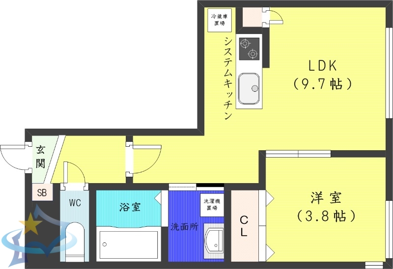 【札幌市中央区南二条西のマンションの間取り】