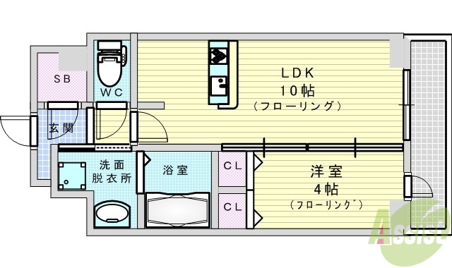 大阪市淀川区東三国のマンションの間取り