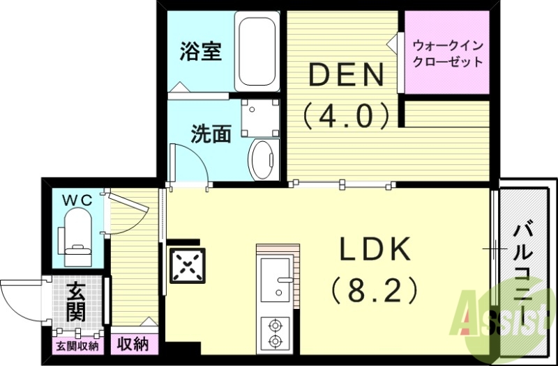 神戸市須磨区関守町のアパートの間取り