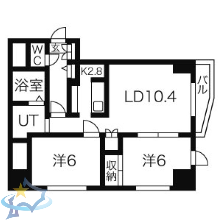 【札幌市中央区南十五条西のマンションの間取り】