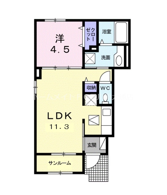 豊橋市上地町のアパートの間取り