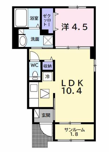 茂原市緑町のアパートの間取り