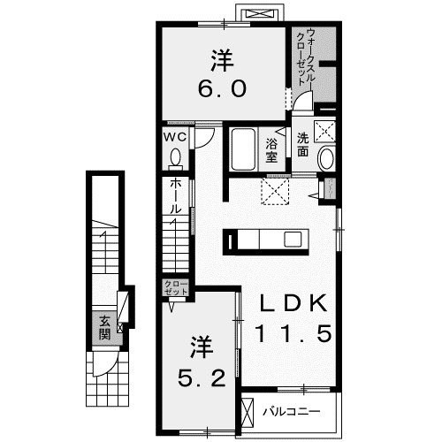 邑楽郡邑楽町大字中野のアパートの間取り