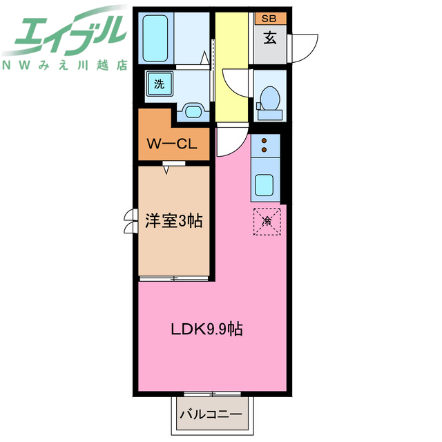 四日市市東富田町のアパートの間取り