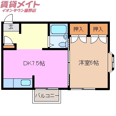 いなべ市大安町石榑東のアパートの間取り