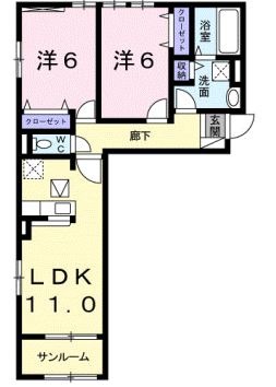 倉敷市真備町有井のアパートの間取り