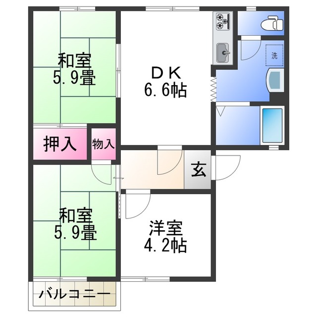 和歌山市西庄のアパートの間取り