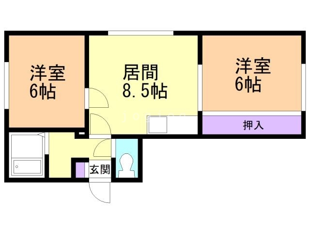 石狩郡当別町園生のアパートの間取り