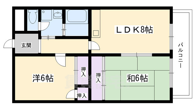 京都市右京区西京極三反田町のマンションの間取り