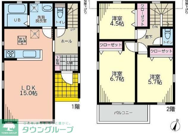 厚木市鳶尾のアパートの間取り