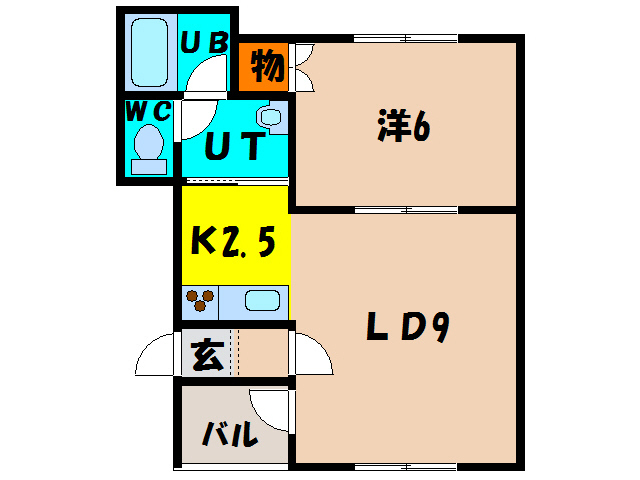 函館市桔梗のアパートの間取り