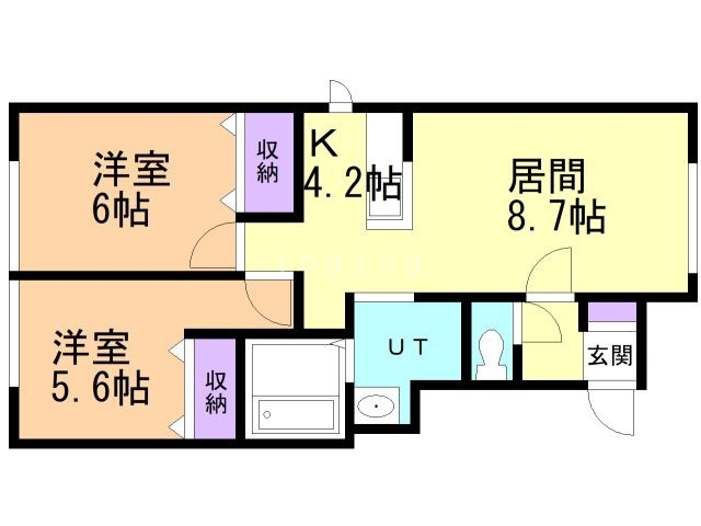 名寄市西二条南のアパートの間取り