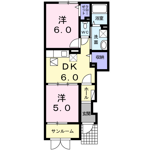 高岡市中曽根のアパートの間取り