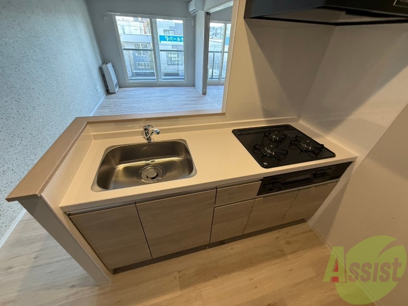 キッチン　キッチンはシックなデザインでした。洗い場も大きい。