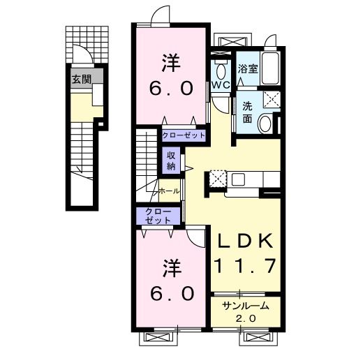 燕市桜町のアパートの間取り