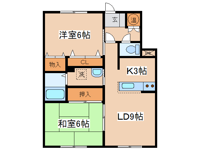 釧路市寿のマンションの間取り