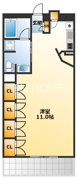 大阪市中央区久太郎町のマンションの間取り