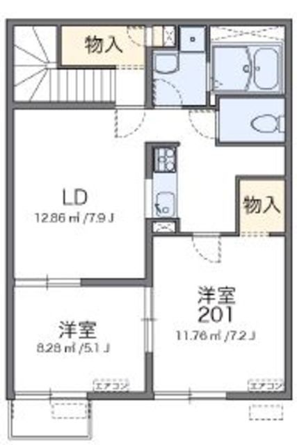 東松山市大字石橋のアパートの間取り